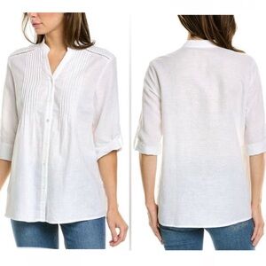 J. McLaughlin Riviera Linen Blend Button Down Top
